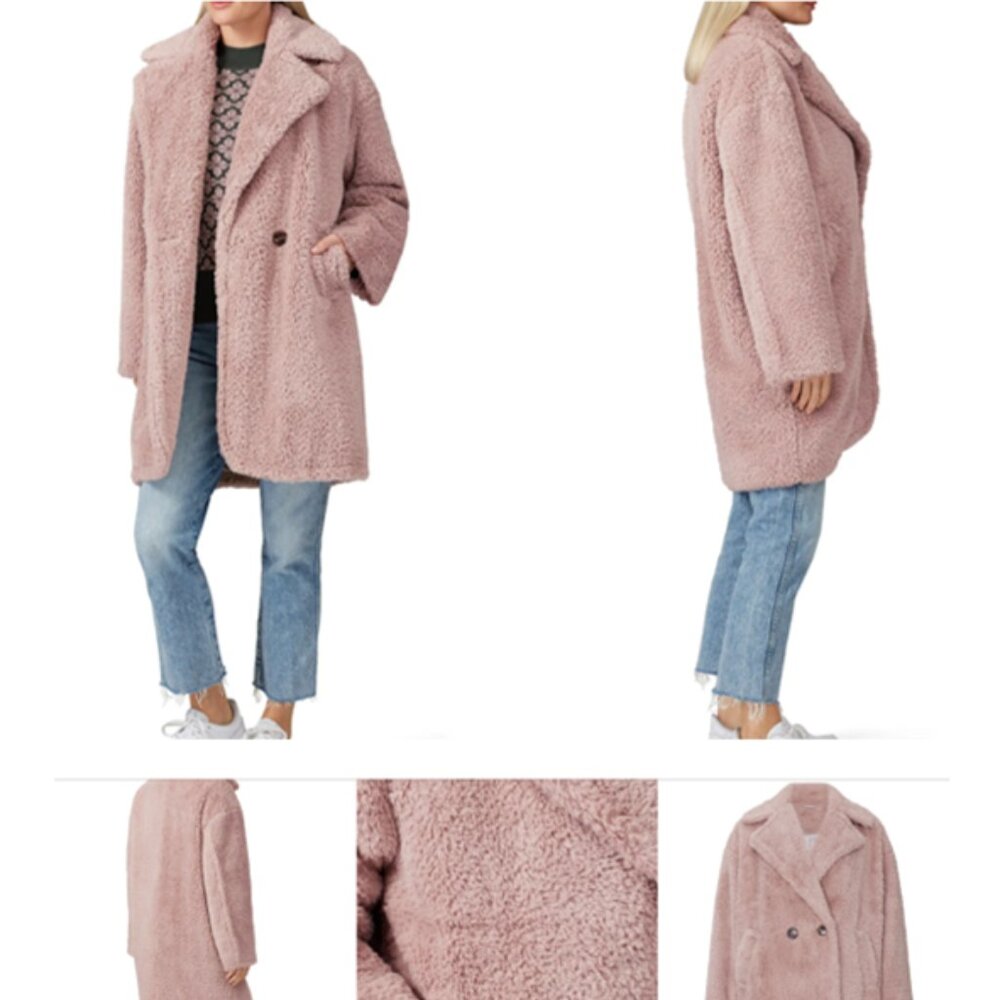 Kate Spade Plush Faux Fur Teddy Blush Pink Coat